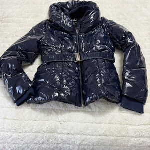 Women's Shiny Navy Puffer Jacket